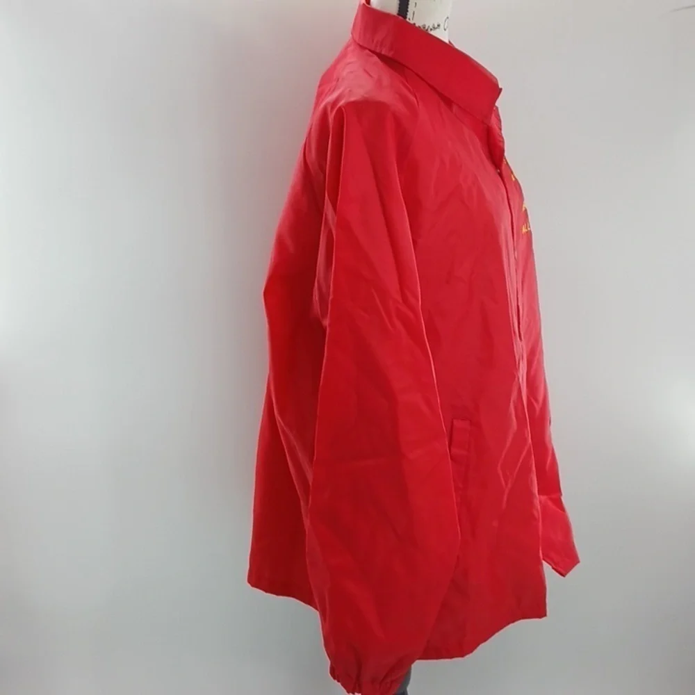 Sportsmaster Mens Vintage 90s Lions Club Windbreaker Jacket Red Nylon USA Size L